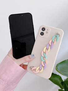 Minimalist Phone Case With Hand Strap Compatible With IPhone15/15Plus/15Pro/15Promax - Beige - View 2