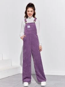 SHEIN Áo liền quần Gái Đắp vá màu trơn Giải trí - Màu tím hoa cà - Xem 1