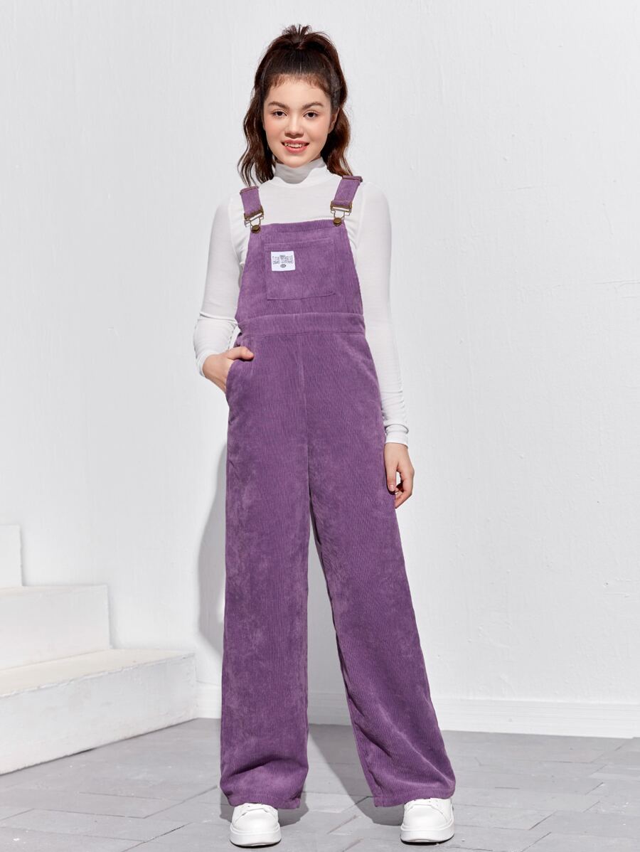 SHEIN Áo liền quần Gái Đắp vá màu trơn Giải trí - Màu tím hoa cà - Xem 1