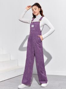SHEIN Áo liền quần Gái Đắp vá màu trơn Giải trí - Màu tím hoa cà - Xem 3
