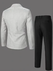 Manfinity Mode Men Button Front Blazer & Tailored Pants Without Shirt & Tie - Multicolor - View 2