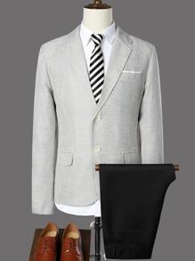 Manfinity Mode Men Button Front Blazer & Tailored Pants Without Shirt & Tie - Multicolor - View 4