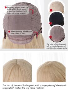 alicegarden 1 pieza Peluca larga ondulada sintética resistente al calor, en tono dorado con flequillo, 24 pulgadas de largo, hecha de fibra, adecuada para el uso diario, pieza de cabello falso natural y realista (no incluye accesorios) para la fiesta navideña, vacaciones y la Y2K. Elegante peluca de fibra adecuada para su uso, pieza de cabello falso natural y realista - Dorado - Ver 8