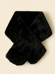 Solid Fluffy Scarf - Black - View 1