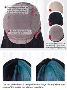 alicegarden 1 件合成耐热、长直发假发，多色假发，带刘海，28 英寸长，全机器编织日常自然逼真假发圣诞装饰新年 Y2k 圣诞装饰礼物闪购派对闪购特价（不包括配饰） - 彩色 - 查看 8