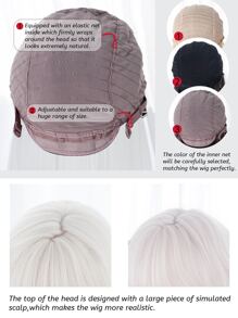 alicegarden Long Straight Cosplay Synthetic Wig With Bangs & 1pc Wig Cap - White - View 8