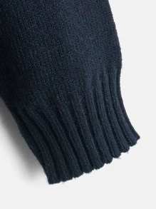 SHEIN Toddler Boys Cable Knit Raglan Sleeve Jumper - Navy Blue - View 4