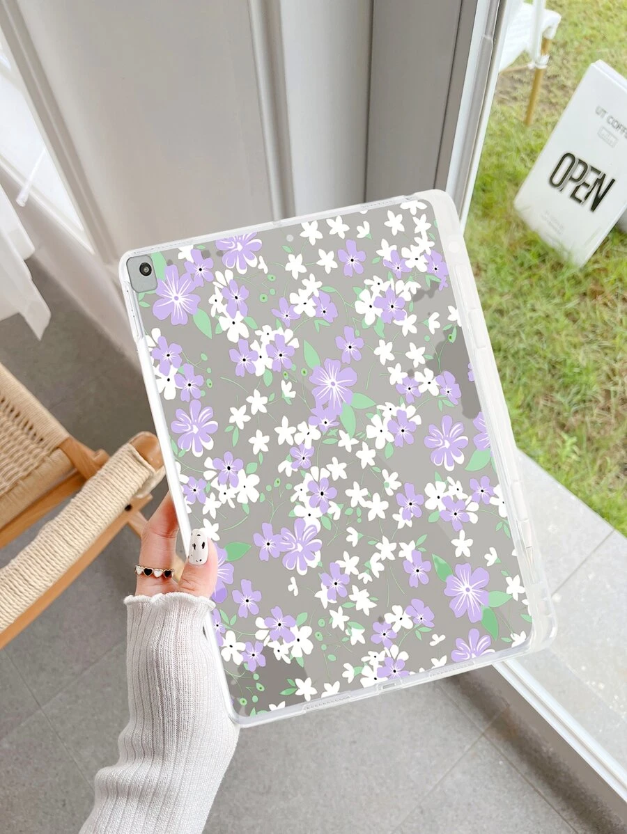 Ốp lưng trong suốt có hình hoa tương thích với iPad - Nhiều màu - Xem 1