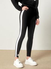Mulvari Contrast Side Seam Leggings - Black and White - View 5
