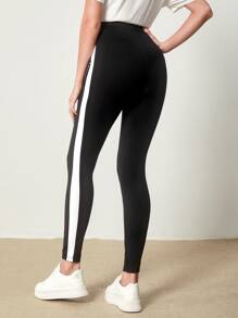 Mulvari Contrast Side Seam Leggings - Black and White - View 2