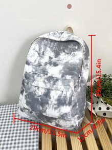 1 pieza Mochila para dama de lona con contraste de color tipo teñido anudado, mochila para laptop de gran capacidad para estudiantes - Gris - Ver 3