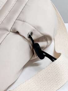 Sporty, Preppy, Lightweight, Business Casual Minimalist Letter Patch Decor Square Bag For Teen Girls Women College Students, Rookies & White-Collar Workers Perfect For Office, College,Work, Business, Commute, Outdoors, Travel, Outings Elementary School, Middle School, High School, Back To School - Màu be - Xem 3