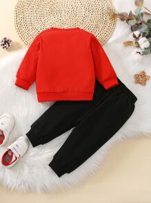 Baby Heart Print Sweatshirt & Sweatpants