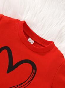 Baby Heart Print Sweatshirt & Sweatpants