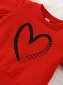 Baby Heart Print Sweatshirt & Sweatpants