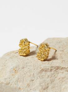 MOTF PREMIUM 不对称几何设计耳钉 - 金黃色 - 查看 1