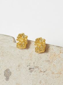 MOTF PREMIUM 不对称几何设计耳钉 - 金黃色 - 查看 5