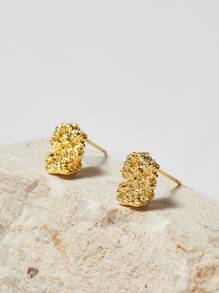 MOTF PREMIUM 不对称几何设计耳钉 - 金黃色 - 查看 7