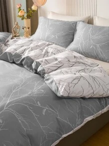Plant Print Duvet Cover Set Without Filler - Multicolor - View 2