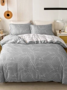 Plant Print Duvet Cover Set Without Filler - Multicolor - View 6