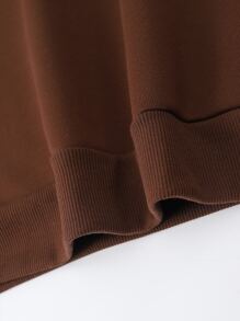 Manfinity Hypemode Men Letter Graphic Kangaroo Pocket Drawstring Oversize Hoodie - Coffee Brown - View 3