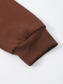 Manfinity Hypemode Men Letter Graphic Kangaroo Pocket Drawstring Oversize Hoodie - Coffee Brown - View 4