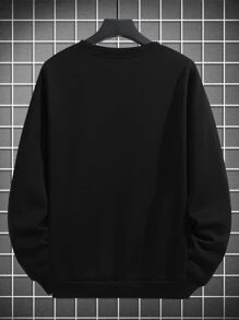 Manfinity Men's Casual Oversized Alien Printed Sweatshirt - Black - View 3