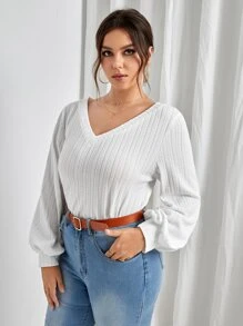 SHEIN LUNE Áo thun Plus size màu trơn Giải trí - trắng - Xem 5