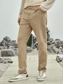 Manfinity Men Slant Pocket Straight Leg Jeans - Khaki - View 1