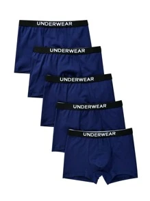 Boys 5pack Contrast Letter Tape Boxer Brief - Navy Blue - View 1