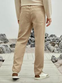 Manfinity Men Slant Pocket Straight Leg Jeans - Khaki - View 2