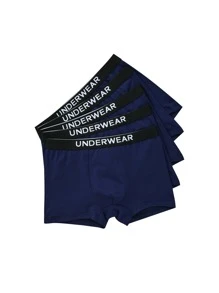 Boys 5pack Contrast Letter Tape Boxer Brief - Navy Blue - View 3