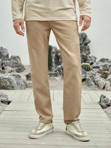 Manfinity Men Slant Pocket Straight Leg Jeans - Khaki - View 4