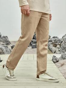 Manfinity Men Slant Pocket Straight Leg Jeans - Khaki - View 5