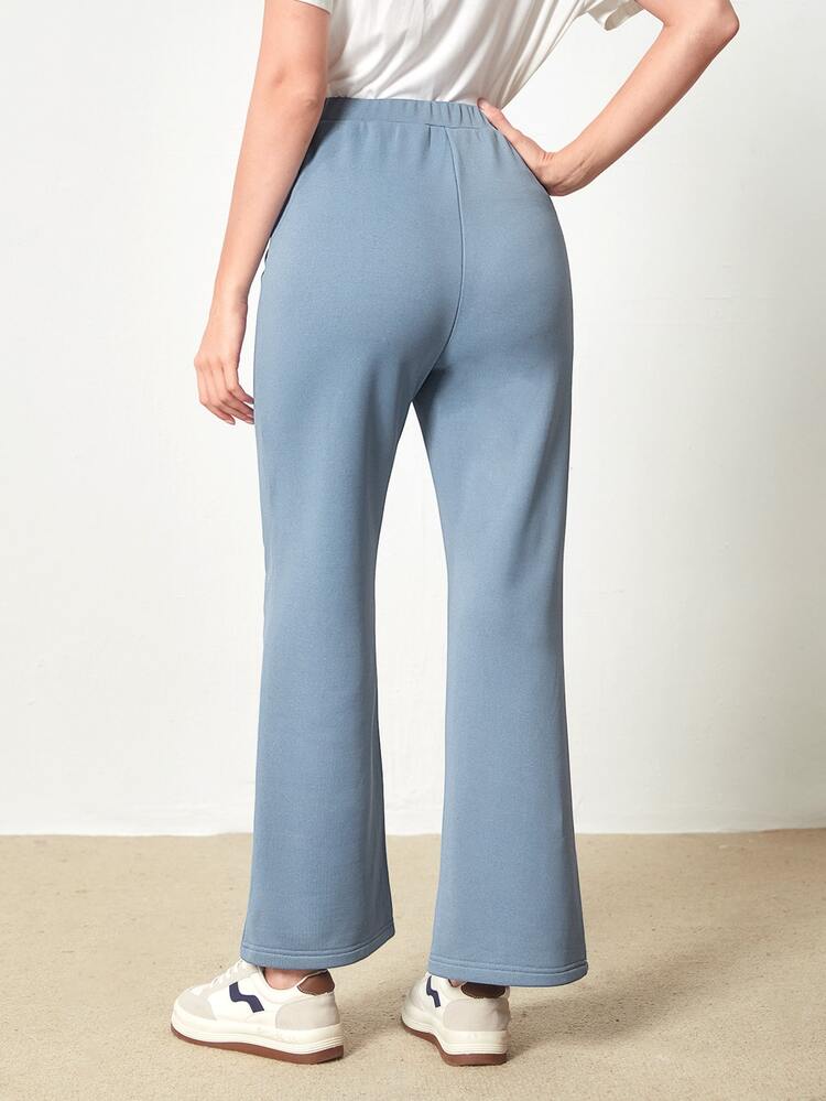 Letter Patched Split Hem Sweatpants