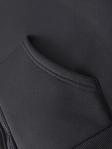 Manfinity EMRG Men 1pc Letter & Cartoon Graphic Drawstring Thermal Hoodie - Dark Grey - View 6