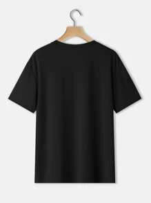 SHEIN EZwear Mona Lisa And Letter Graphic Tee - Black - View 2