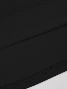 SHEIN EZwear Mona Lisa And Letter Graphic Tee - Black - View 5