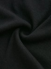 SHEIN MOD Letter Patched Detail Crop Tee - Black - View 4