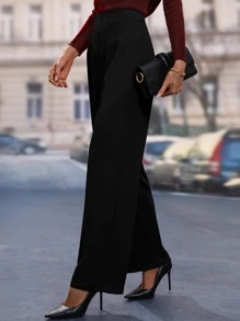 Chiquease Quần nữ Dây kéo màu trơn Giải trí - màu đen - Xem 3