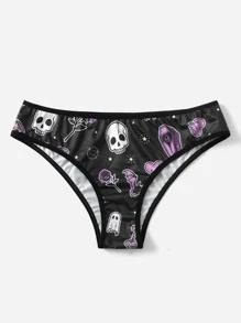 骷髏和花卉印花內衣套裝 - 彩色 - 查看 3