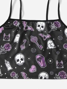 骷髏和花卉印花內衣套裝 - 彩色 - 查看 5