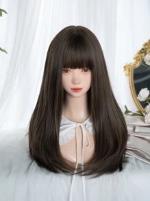 alicegarden 自然長款直筒人造假髮帶劉海 - 棕色 - 查看 1