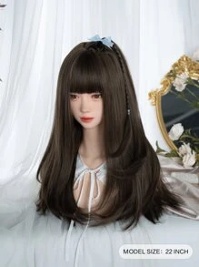 alicegarden 自然長款直筒人造假髮帶劉海 - 棕色 - 查看 7