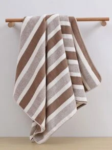 1 件装珊瑚绒柔软条纹浴巾或手巾纤维吸水柔软家用浴室或沙滩度假毛巾多种尺寸可选请选择您最喜欢的一款家居浴室装饰 - 彩色 - 查看 4