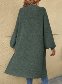 SHEIN LUNE Schulterfreie gerippte gestrickte Strickjacke, Langarm Oberteil