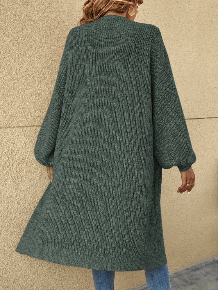 Drop Shoulder Ribbed Knit Duster Cardigan,Long Sleeve Tops In Fall/Winter