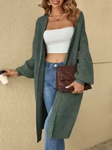 SHEIN LUNE Schulterfreie gerippte gestrickte Strickjacke, Langarm Oberteil