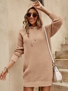 SHEIN LUNE Ladies áo len váy Dây kéo màu trơn Giải trí - Màu be - Xem 7