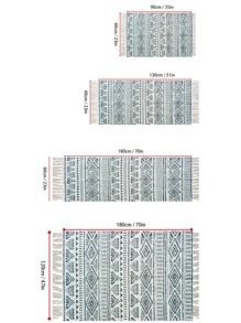 1pc Geometrische Patroon Kwastje Decor Tapijt - Zwart & wit - Bekijken 3